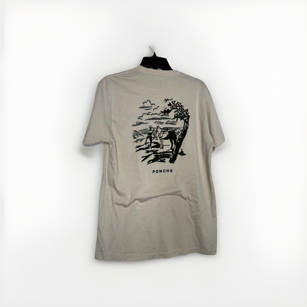 Poncho Outdoors Men's T-shirt Size Medium Headed West Graphic Cowboy